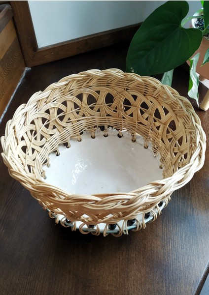 Özel Tasarım El Yapımı Rattan Örgülü Seramik Kase modelleri