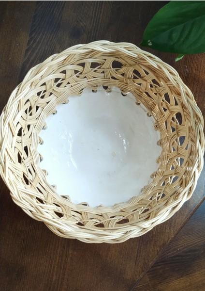 Özel Tasarım El Yapımı Rattan Örgülü Seramik Kase fırsatları