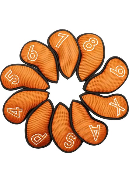 10PCS Universal Golf Club Kafa Kapağı Kafa Koruyucu Sargı Çorapları Demir Kapaklar Turuncu (Yurt Dışından)