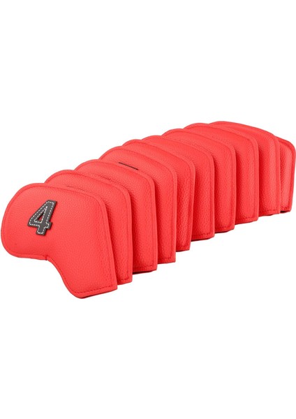 10 Adet Golf Demir Headcover, Tüm Markalar Için Number Işlemeli Koruma Kırmızı (Yurt Dışından)
