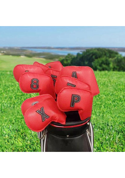 10 Adet Golf Demir Headcover, Tüm Markalar Için Number Işlemeli Koruma Kırmızı (Yurt Dışından)