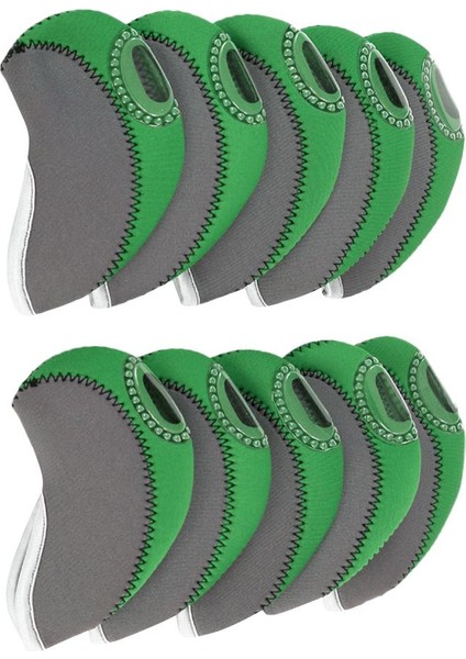 10PCS - Renkler Neopren Golf Kulübü Demir Kafa Kapağı Yeşil Için Head Covers (Yurt Dışından)