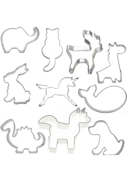 10 Adet Bisküvi Kalıpları Çerezler Için Basın Kesiciler Set Hayvan Şekilleri Köpek, Fil, Tavşan At Ekmek Modelleme Araçları Mutfak Için | Kurabiye Araçları (Yurt Dışından)
