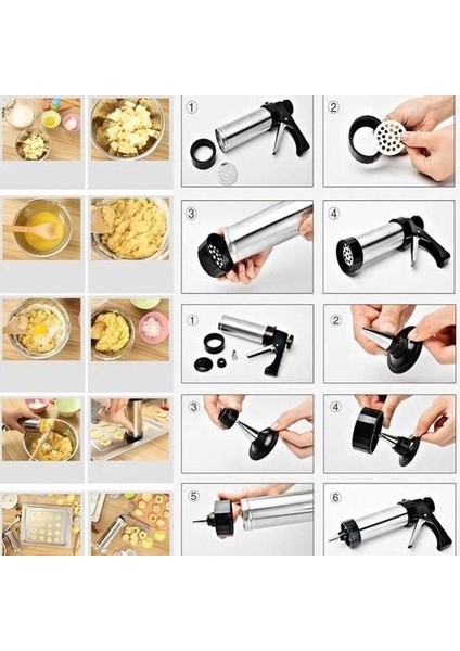 Bisküvi Makinesi Çerez Gun Makinesi Çerez Yapma Kek Dekorasyon Basın Kalıpları Pasta Boru Nozulları Çerez Basın Kiti | Çerez Araçları (Yurt Dışından) fiyatları