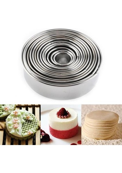 14 Adet / Takım Paslanmaz Çelik Yuvarlak Çerez Kalıpları Pratik Bisküvi Kesiciler Daire Dıy Mousse Kek Tatlı Pasta Dekorasyon Aracı | Çerez Araçları (Yurt Dışından)
