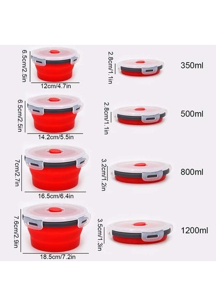 4 Adet / Takım Yuvarlak Silikon Katlanır Öğle Yemeği Kutusu Seti Mikrodalga Katlanır Kase Taşınabilir Katlanır Gıda Konteyner Kutusu Salatası Snack Bowl Kapaklı (Yurt Dışından)