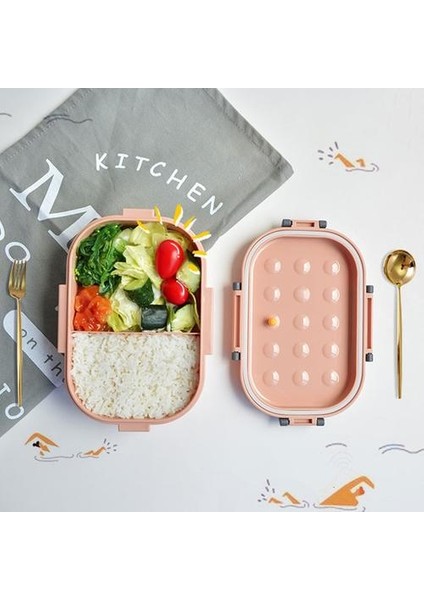 Sağlıklı Çocuklar Okul Öğle Yemeği Kutusu Silikon Kapak Bento Lunchbox Mikrodalga Gıda Depolama Öğle Yemeği Kutusu Kapları ile Bölmeler 1000ML | Öğle Yemeği Kutuları (Pembe) (Yurt Dışından)