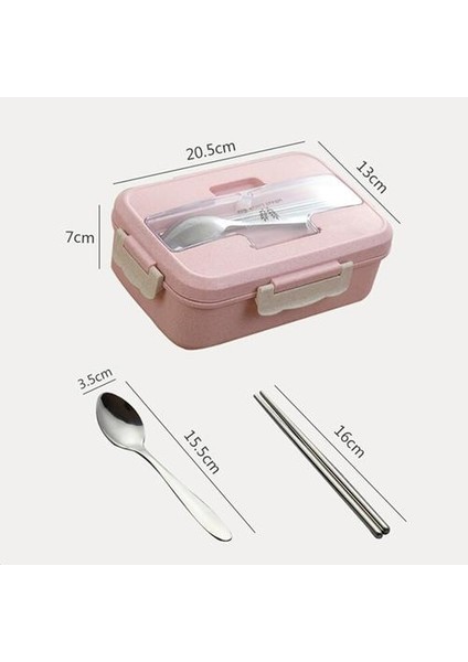 1000ML Buğday Saman Öğle Yemeği Kutusu Kaşıkla Sağlıklı Malzeme Bento Kutuları Mikrodalga Yemek Yemek Yemek Saklama Kabı Öğle Yemeği Kutusu | Öğle Yemeği Kutuları (Pembe) (Yurt Dışından)