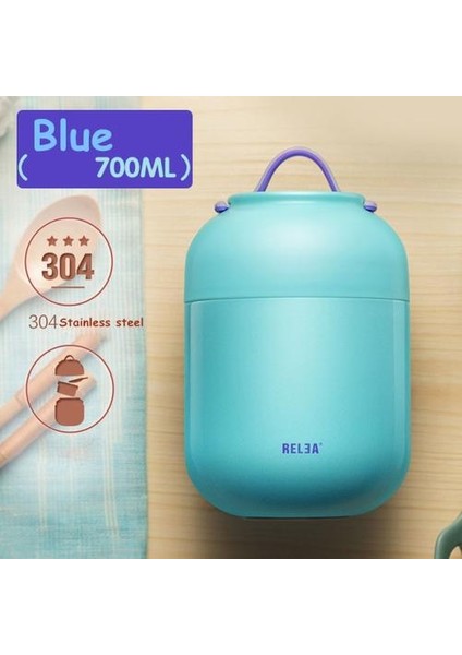 700 ml Vakum Yalıtımlı Tutmak Gıda Sıcak Sızdırmaz Öğle Yemeği Kutusu Kapları 304 Paslanmaz Çelik Termal Gıda Kavanoz Braised Pot | Öğle Yemeği Kutuları (Mavi) (Yurt Dışından)