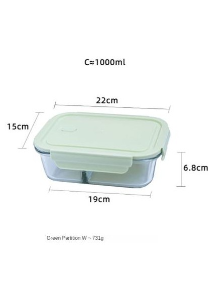 Cam Bento Öğle Yemeği Kutusu Gıda Depolama Piknik Mikrodalga Fırın Mutfak Konteynerleri Tupper Cristal Yemek Hazırlık | Öğle Yemeği Kutuları (Yeşil) (Yurt Dışından)