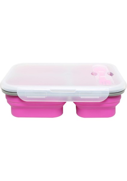 1100ML Silikon Katlanabilir Taşınabilir Öğle Yemeği Kutusu Büyük Kapasiteli Kase Öğle Yemeği Bento Kutusu Katlanır Lunchbox Çevre Dostu | Çevre Dostu (Pembe) (Yurt Dışından)