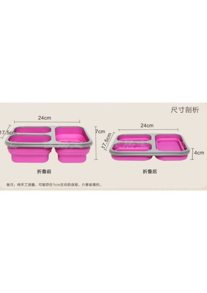 1100ML Silikon Katlanabilir Taşınabilir Öğle Yemeği Kutusu Büyük Kapasiteli Kase Öğle Yemeği Bento Kutusu Katlanır Lunchbox Çevre Dostu | Çevre Dostu (Pembe) (Yurt Dışından)