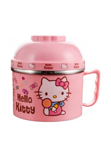 1000 ml Paslanmaz Çelik Öğle Yemeği Kutusu Taşınabilir Çocuk Yuvarlak Bento Kutusu Gıda Konteyner Kutusu Saplı Anında Erişte Kase | Öğle Yemeği Kutuları (Pembe) (Yurt Dışından)