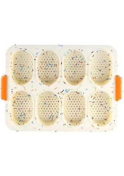 Ekmek Tavalar Kalıplar 8-Deliği Yapışmaz Silikon Ekmek Pişirme Pan Dıy Mini Mutfak Kalıp Oval Pasta Aracı Fransız Ekmek (Yurt Dışından)