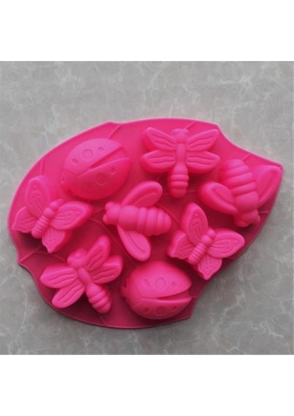 8 Delikli Çiçek ve Böcek Şekli Silikon Kalıp (Yurt Dışından)
