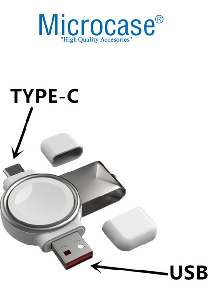 Apple Watch Series 8 41MM - 45MM 2in1 Type-C&usb Manyetik Şarj Aygıtı AL2730 Beyaz fırsatları