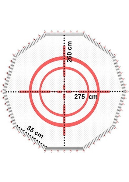 - TYP-015 On Köşeli Trambolin Zıplama Ağı Baskılı Ø275cm Trambolin Zıplama Ağı
