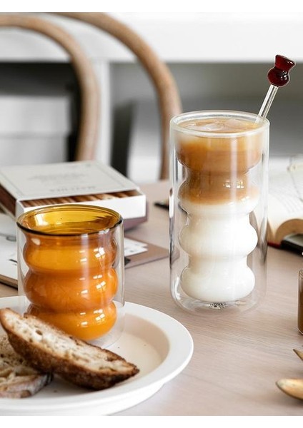 Yaratıcı Çift Katmanlar Kahve Kupa Isı Yalıtım Içilik Kupası Süt Çay Bardağı Şeffaf Drinkware Harika Hediye | Kupalar (Kahverengi) (Yurt Dışından)