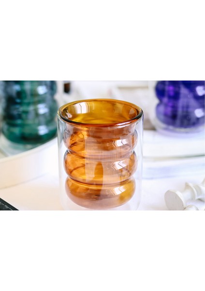 Yaratıcı Çift Katmanlar Kahve Kupa Isı Yalıtım Içilik Kupası Süt Çay Bardağı Şeffaf Drinkware Harika Hediye | Kupalar (Kahverengi) (Yurt Dışından)
