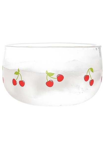 Kiraz Cam Bardaklar Kız Tatlı Kahvaltı Meyve Salatası Kase Isıya Dayanıklı Kahve Süt Kupası Seti Sofra Vaso Ev Drinkware DF50B | Bira Steins (Yurt Dışından)