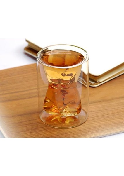 Çift Gözlük Maço Güzellik Vücut Şekli Bira Kupa Viski Cam Çift Katmanlı Isı Direnci Borosilikat Cam Kırmızı Şarap Cam | Bira Steins (Yurt Dışından)