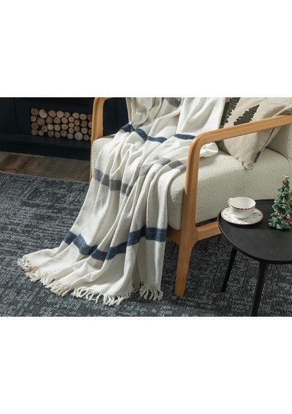 Roseria Koltuk Şalı 130 x 170 cm Beyaz - Lacivert fiyatları