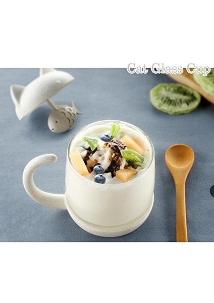 Sevimli Kedi 250 ml Cam Bardak Çay Kupa Balık ile Demlik Süzgeç Filtre Çay Bardağı Ev Ofisleri Drinkware Teaware Mutfak Aksesuarları | Bira Steins (Yurt Dışından) modelleri