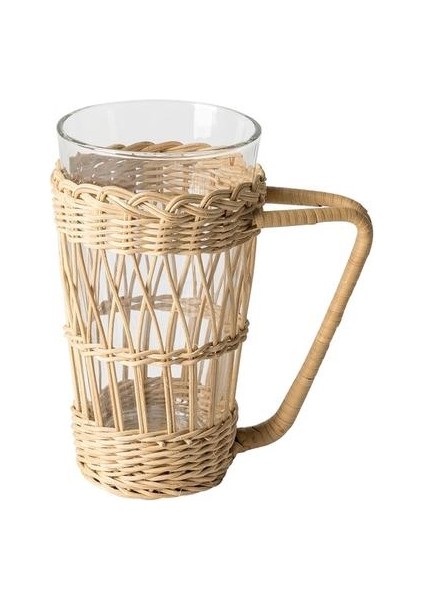 El Yapımı Rattan Dokuma Kore Retro Yaratıcı Fincan Dokuma Su Isıtıcısı El Teslim Cam Fincan Kahve Kupa | Bira Steins (Yurt Dışından)