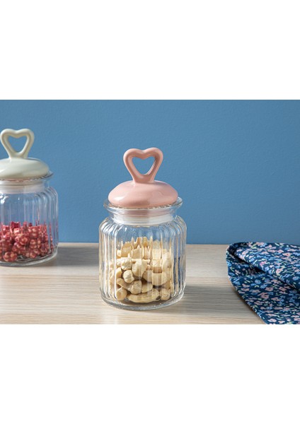 Mini Heart Cam Kavanoz 260 ml Pembe