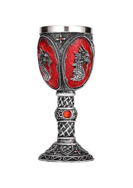Ejderha King Reçine Paslanmaz Çelik Goblet 200 ml Retro Şarap Cam Gotik Kokteyl Gözlük Viski Kupası Pub Bar Drinkware | Diğer Cam (Yurt Dışından)