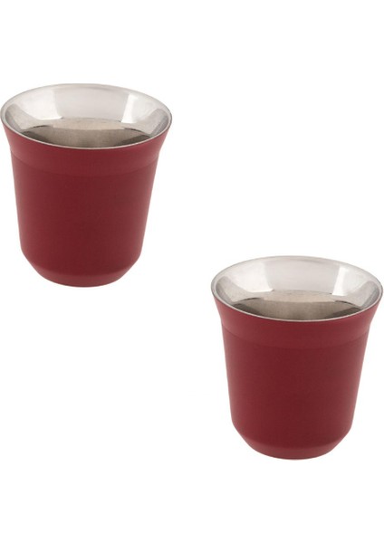 Glory 7 Double Wall Termo Çelik Fincan 2'li 80 Ml Kırmızı