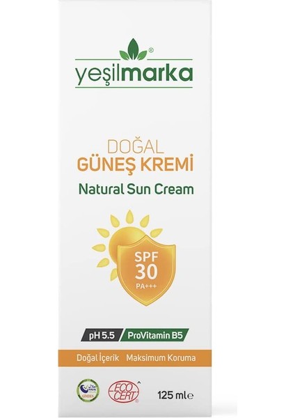 Doğal Güneş Kremi 125ML - Vegan - Parabensiz - Alkolsüz - Parfümsüz - Organik Içerikli - 30+ Faktör