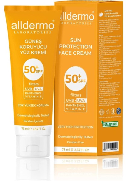 Panthenol Güneş Koruyucu Yüz Kremi Spf 50+ 75 ml