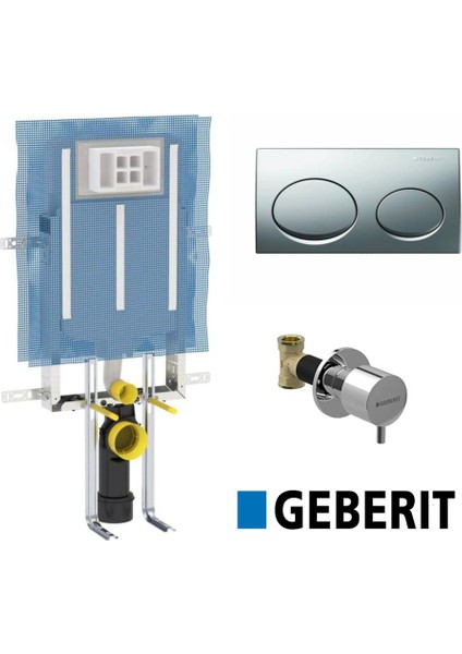 Alpha 8 cm Gömme Rezervuar + P.krom Buton + Ara Kesme Valf 3 Parça Set