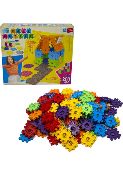 Oyuncak Kare Puzzle 200 Parça Şekilden Şekile Giren Kareler