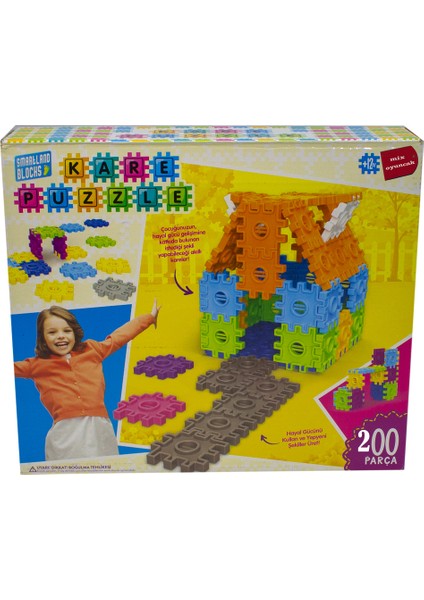 Oyuncak Kare Puzzle 200 Parça Şekilden Şekile Giren Kareler