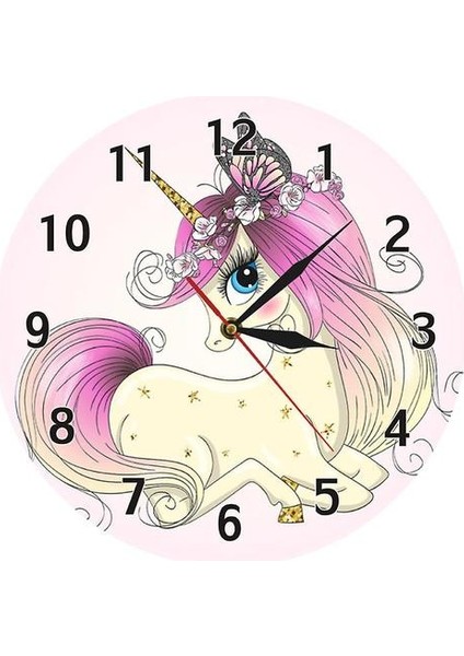 Gökkuşağı Unicorn Akrilik Duvar Saati (Yurt Dışından)