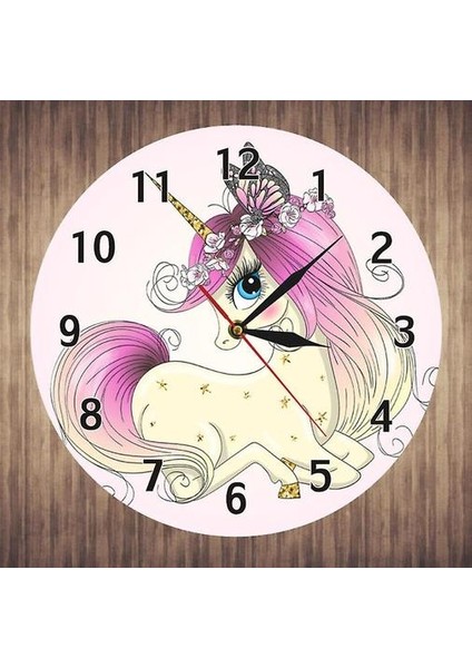 Gökkuşağı Unicorn Akrilik Duvar Saati (Yurt Dışından)