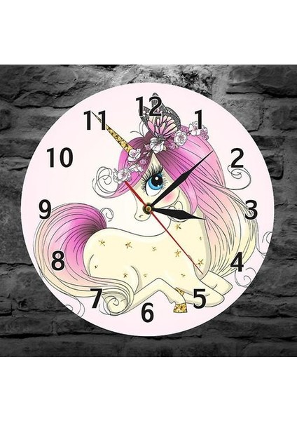 Gökkuşağı Unicorn Akrilik Duvar Saati (Yurt Dışından)