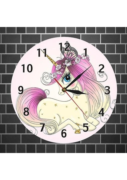 Gökkuşağı Unicorn Akrilik Duvar Saati (Yurt Dışından)