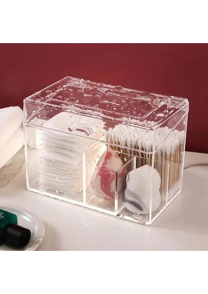 Toz Geçirmez Akrilik Pamuk Pedleri Organizatör Makyaj Saklama Kutusu Için Swab / Güzellik Blender Tutucu Kapaklı 4 Kafes Kozmetik Konteyner | Makyaj Organizatörleri (Yurt Dışından) modelleri