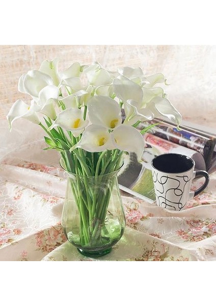 10 Adet Ev Dekoratif Calla Lily Gelin Düğün Buketi Lateks Gerçek Dokunmatik Yapay Çiçek Dekor | Yapay ve kurutulmuş Çiçekler (Yurt Dışından)