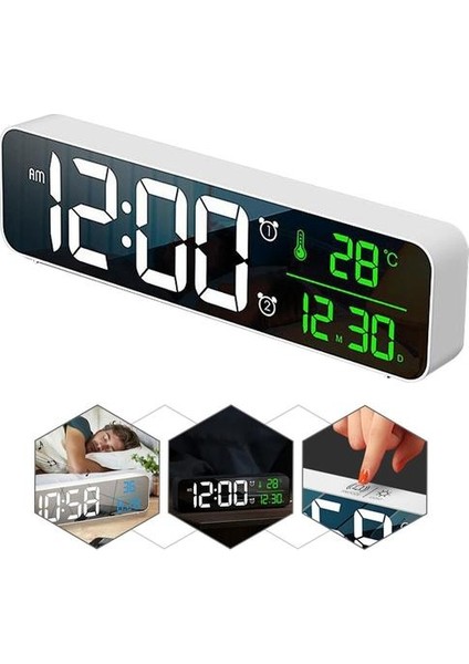 Müzik LED Dijital Çalar Saat Sıcaklık Tarihi Ekran Masaüstü Ayna Saatler Ev Masa Dekorasyon Elektronik Saat 2000 Mah | Alarm Saatleri (Yurt Dışından)