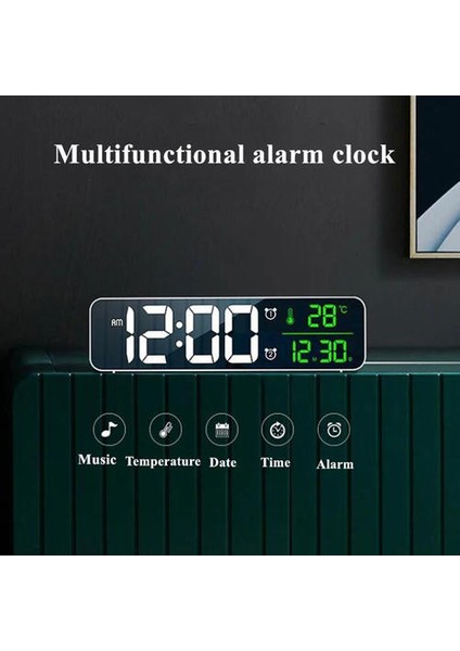 Müzik LED Dijital Çalar Saat Sıcaklık Tarihi Ekran Masaüstü Ayna Saatler Ev Masa Dekorasyon Elektronik Saat 2000 Mah | Alarm Saatleri (Yurt Dışından)