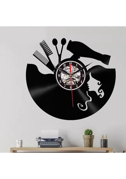 Kuaför Vinil Kayıt Saati Aydınlık Duvar Asılı Izle Güzellik Salonu Sanat Dekorasyon Için (Yurt Dışından)
