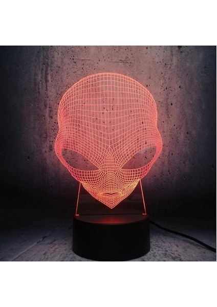 Alien Kafa 3D LED Gece Lambası Yatak Odası Masa Lambası Renk Değiştirme (Yurt Dışından)