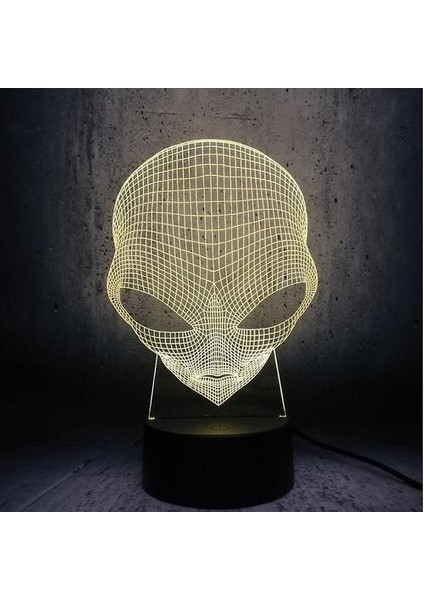 Alien Kafa 3D LED Gece Lambası Yatak Odası Masa Lambası Renk Değiştirme (Yurt Dışından)