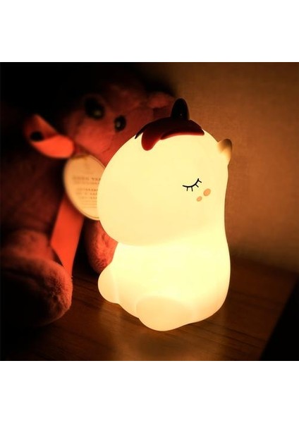 Unicorn LED Gece Işık Dokunmatik Sensör Renkli USB Şarj Edilebilir Karikatür Silikon Yatak Odası Başucu Lambası Çocuklar Çocuklar Için Bebek Hediye | LED Gece Işıkları (Beyaz) (Yurt Dışından)