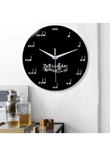 Müzik Not Akrilik Duvar Saati Modern Sessiz Duvar Saati Sanat Dekorasyon Siyah Için Siyah (Yurt Dışından)