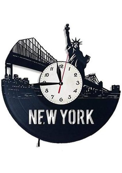 Vinil Kayıt Duvar Saati, New York Retro Ev Dekorasyon Duvar Saati (Yurt Dışından)
